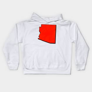 Bright Red Arizona Outline Kids Hoodie